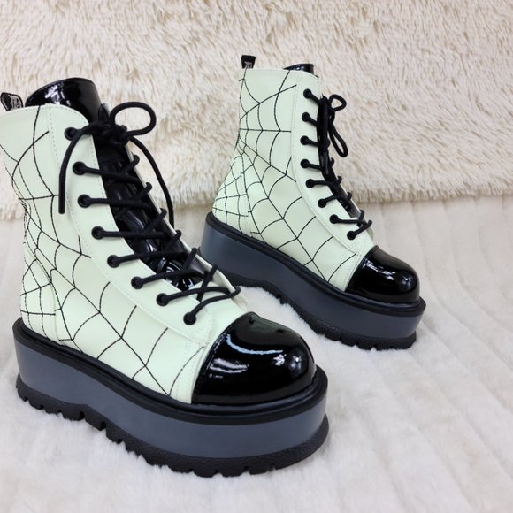 Demonia Shoes - Demonia Glow In The Dark Ankle Boots 2" Platform
